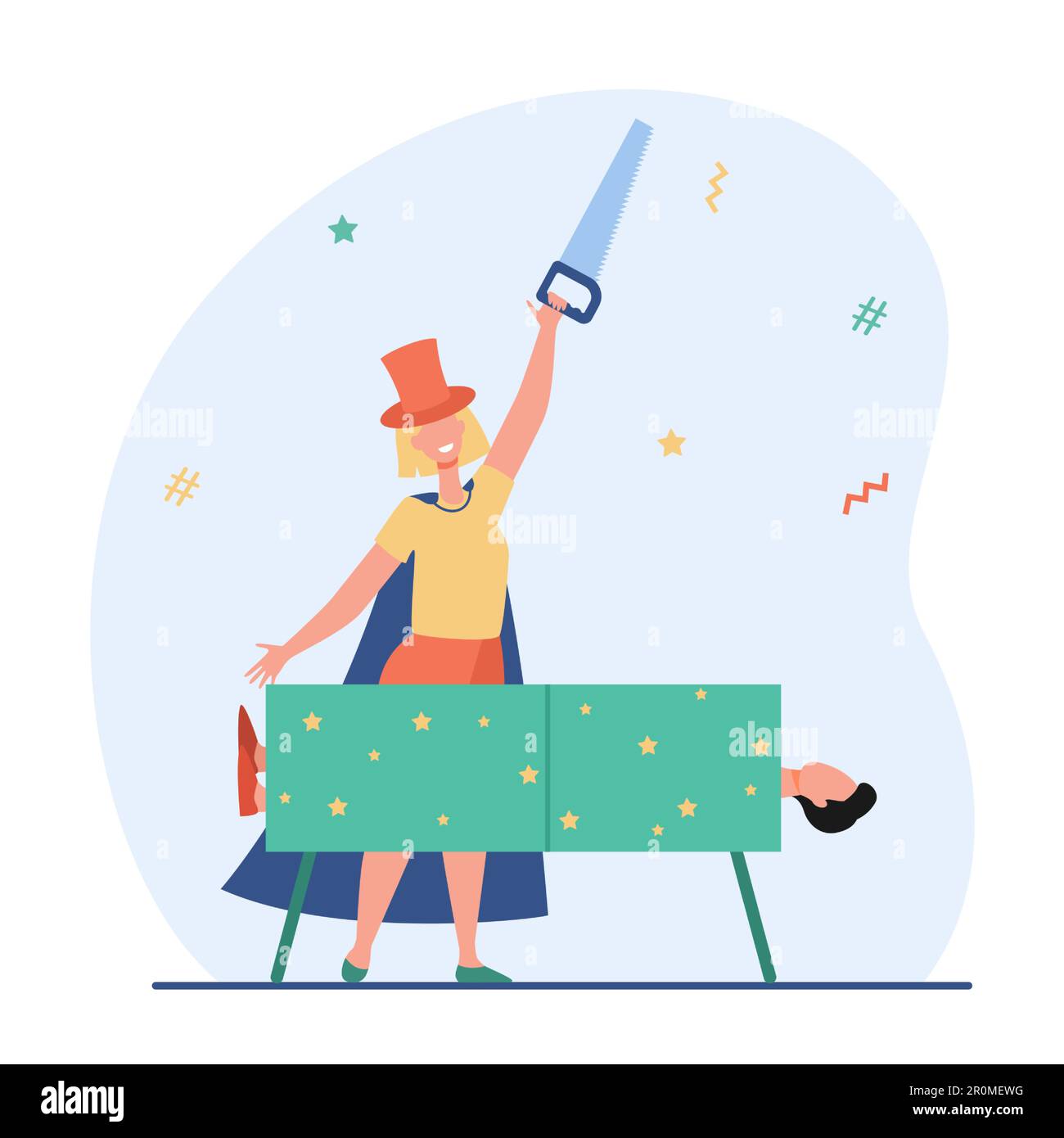 Illusionista femminile che segala l'uomo Illustrazione Vettoriale