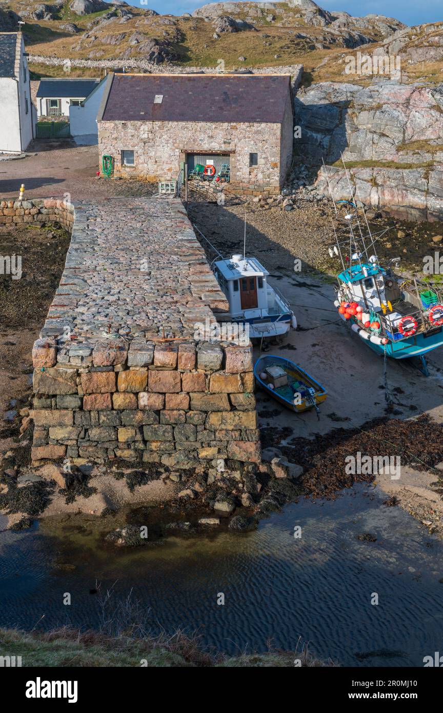 Porto di Rispond sulla costa settentrionale della Scozia vicino a Durness in Sutherland Foto Stock