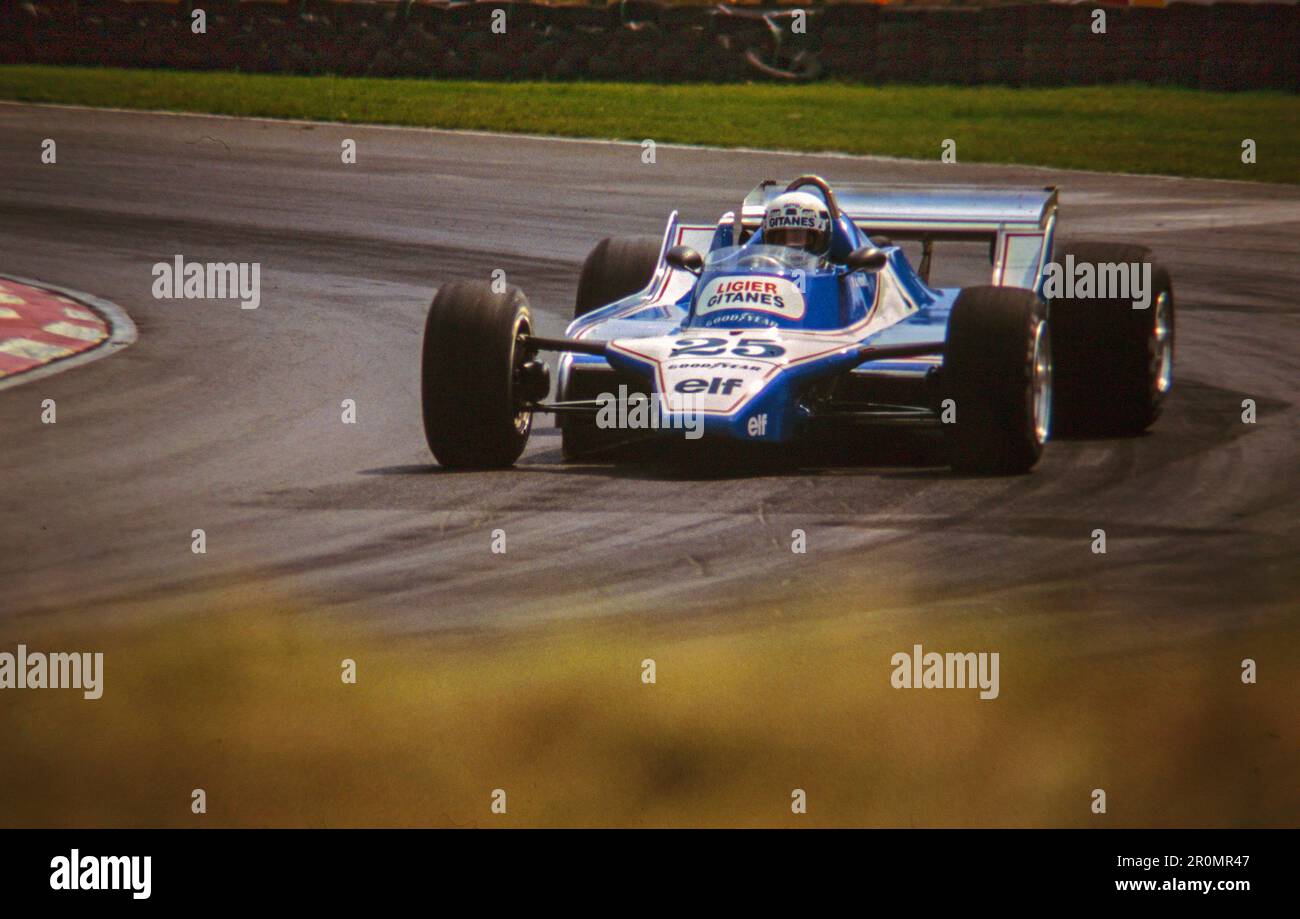 Ligiers js11 con Didier Pironi in1980 Gran Bretagna GP - Brands Hatch, Inghilterra Foto Stock