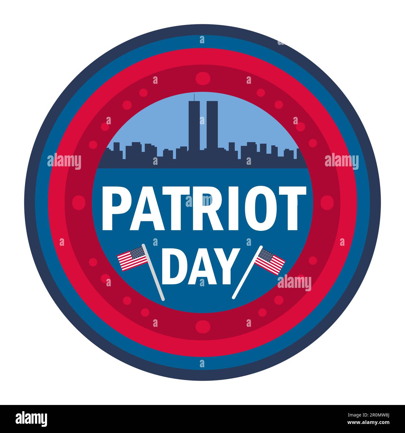 Banner Patriot Day. 11th settembre. Non dimenticheremo mai. Torre gemella. Vettore Illustrazione Vettoriale