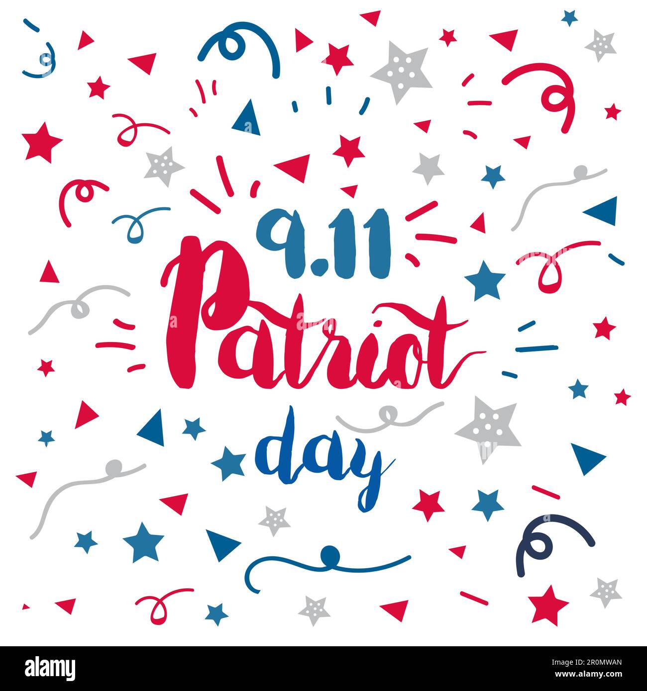 Banner Patriot Day. 11th settembre. Non dimenticheremo mai. Torre gemella. Vettore Illustrazione Vettoriale