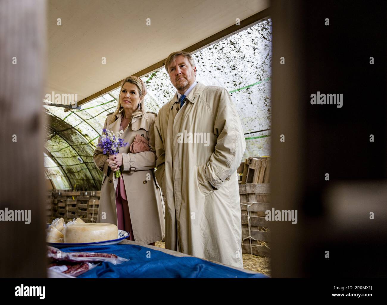 DEN BURG - Re Willem-Alexander e la Regina Maxima sono dati un tour della fattoria di pecore De Waddel. La coppia reale pagherà una visita regionale di due giorni alle Isole Wadden. ANP SEM VAN DER WAL netherlands OUT - belgium OUT Credit: ANP/Alamy Live News Foto Stock