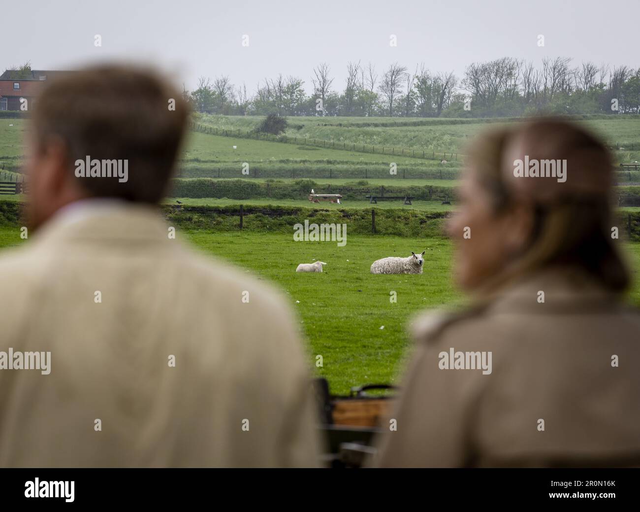 DEN BURG - Re Willem-Alexander e la Regina Maxima sono dati un tour della fattoria di pecore De Waddel. La coppia reale pagherà una visita regionale di due giorni alle Isole Wadden. ANP SEM VAN DER WAL netherlands OUT - belgium OUT Credit: ANP/Alamy Live News Foto Stock