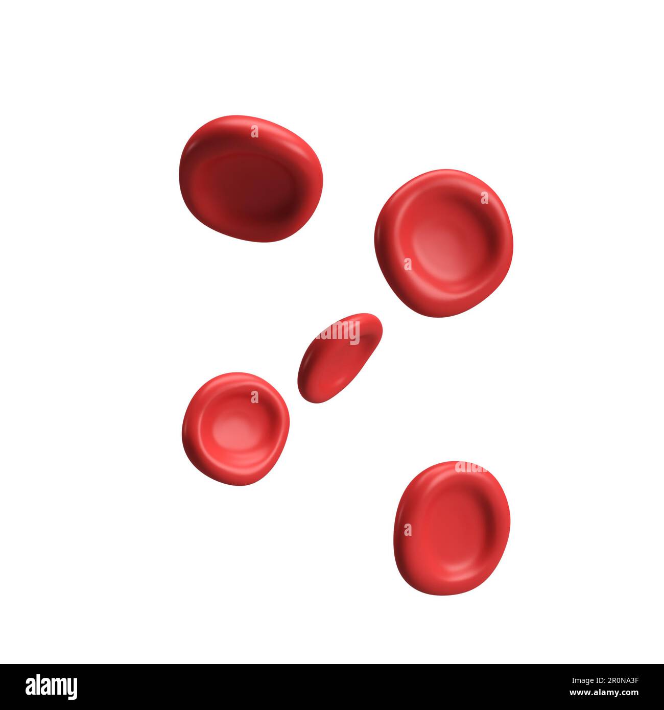 3d flusso di globuli rossi piastrine ferro anemia eritrocitaria. Rappresentazione realistica dell'analisi medica su sfondo bianco con tracciato di ritaglio Foto Stock