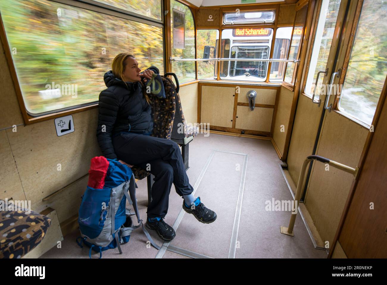 Tour autunnale sulla Malerweg a Elbsandstein, Germania Foto Stock