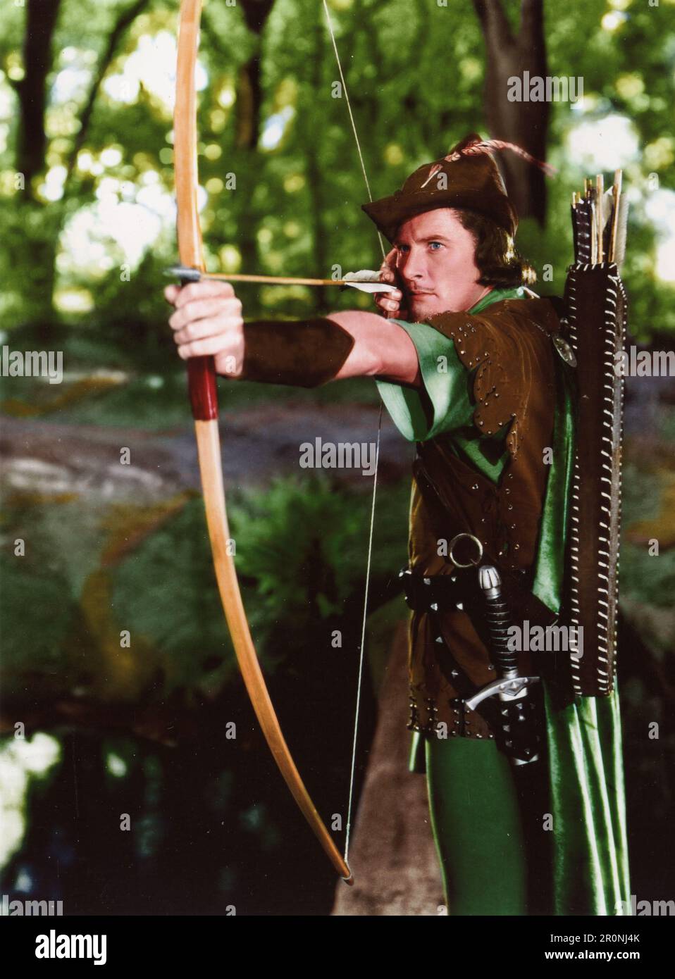 L'attore Errol Flynn nel film The Adventures of Robin Hood, USA 1938 Foto Stock