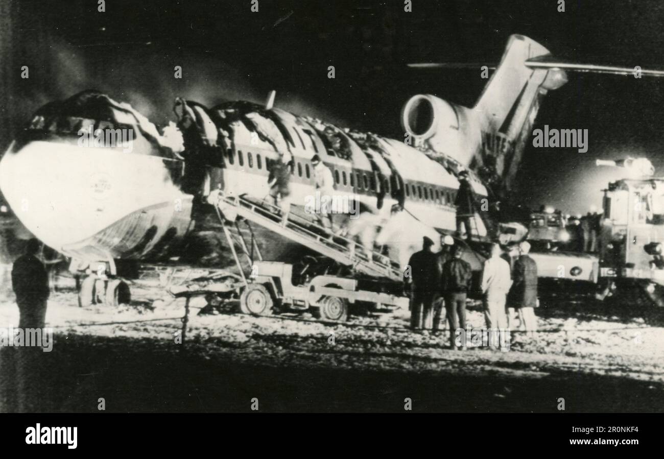 Volo United Airlines 227 dopo l'incidente, Salt Lake City, USA 1965 Foto Stock
