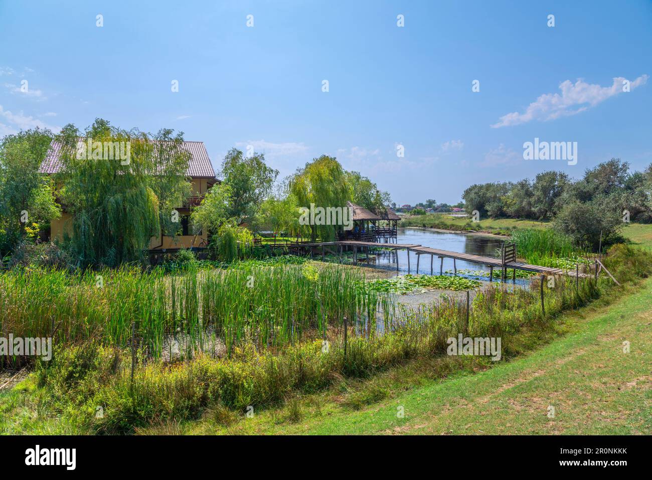 Canale di Sfantu Gheorghe, Delta del Danubio, Riserva della Biosfera, Patrimonio dell'Umanità dell'UNESCO, Dobruja, Romania Foto Stock