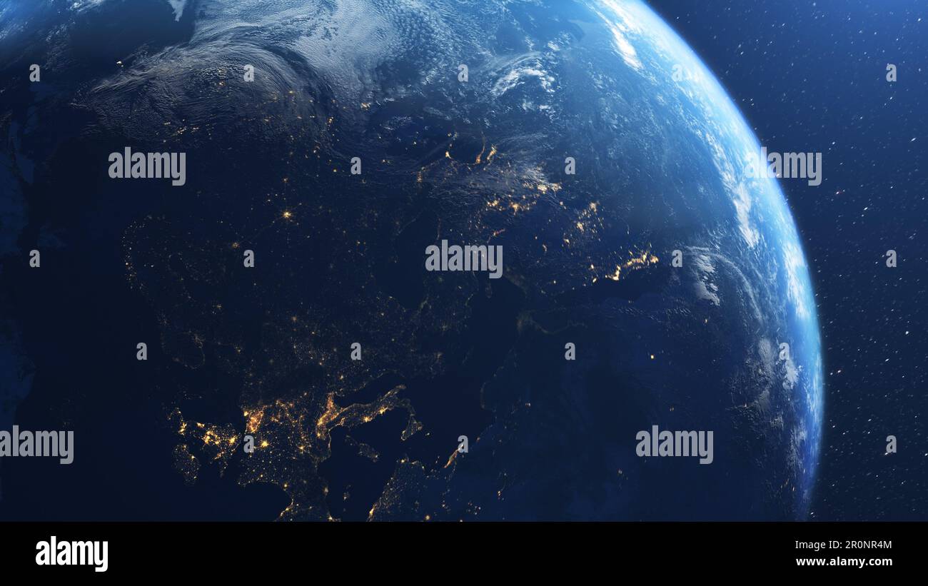 Bellissimo pianeta terra visto dallo spazio Foto Stock