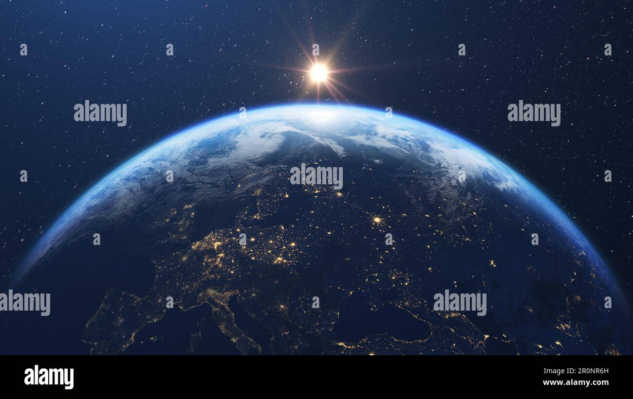 Bellissimo pianeta terra visto dallo spazio Foto Stock