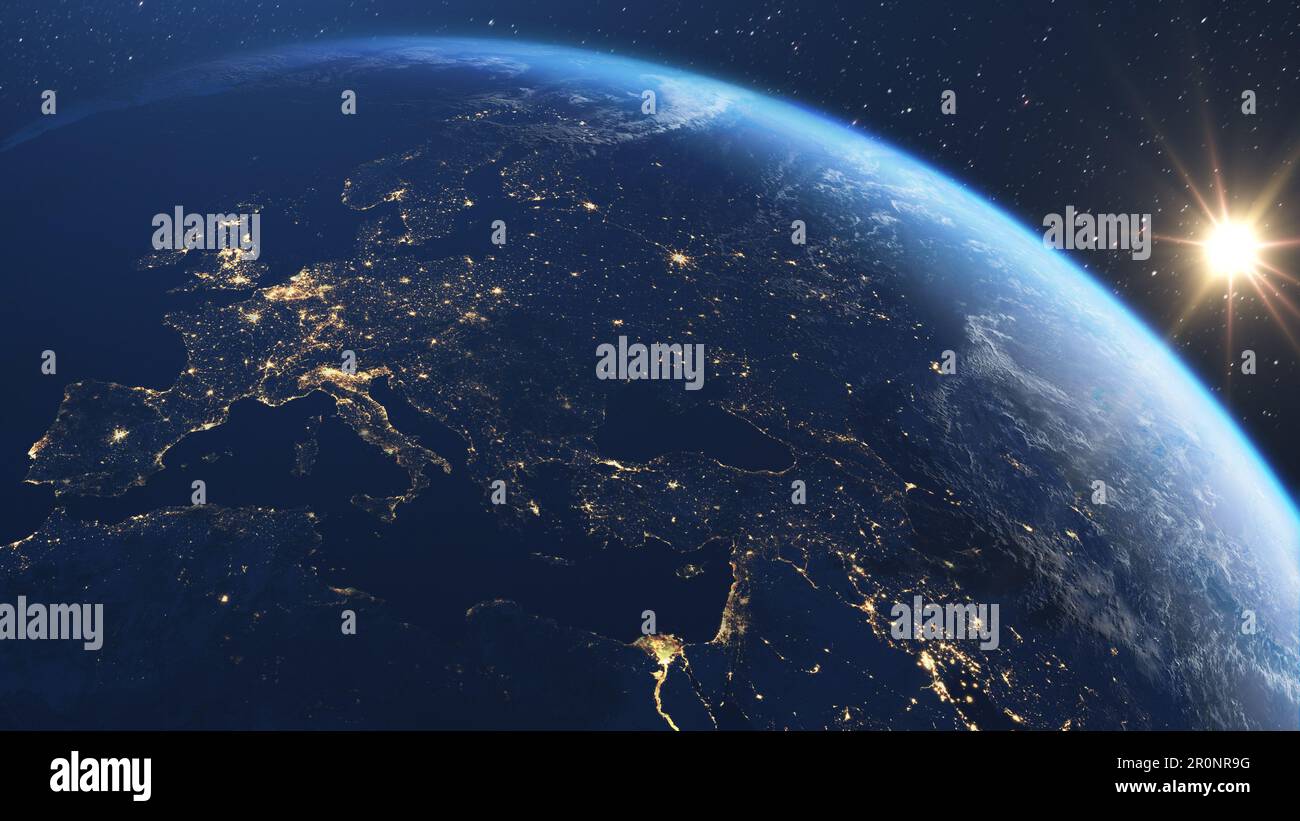 Il pianeta terra blu visto dallo spazio Foto Stock