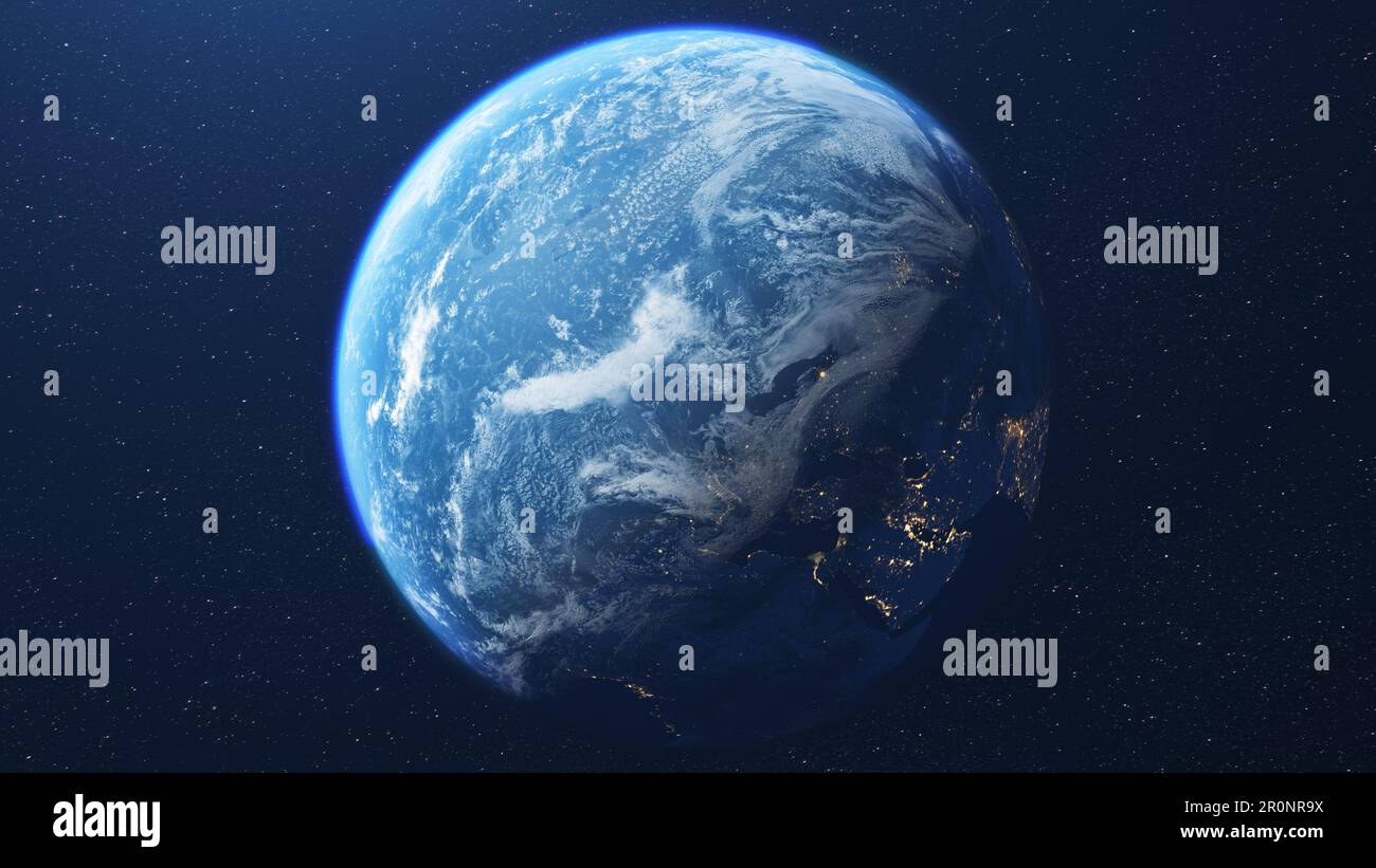 Il pianeta terra blu visto dallo spazio Foto Stock