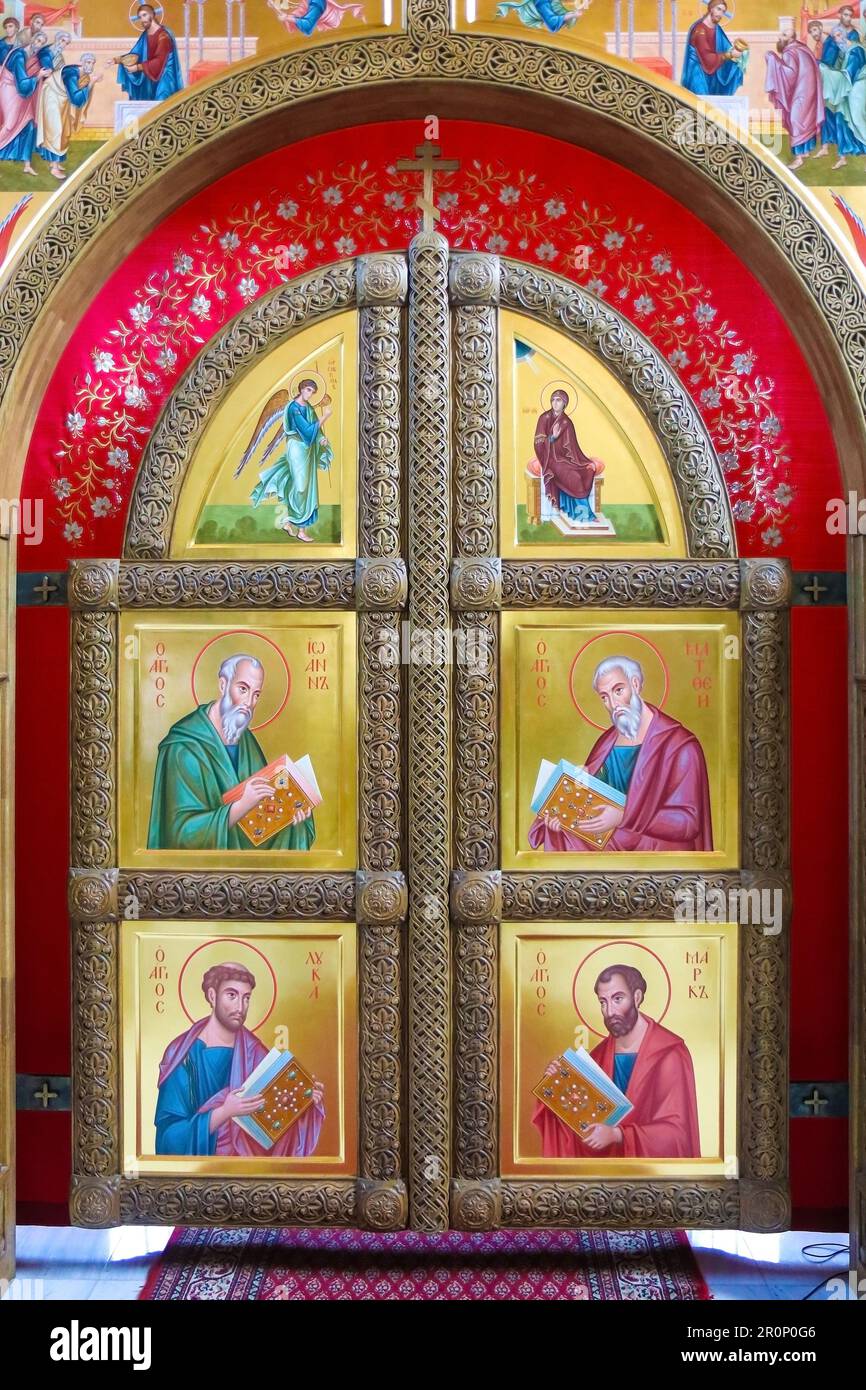 Porta all'interno del monastero degli uomini cristiani ortodossi orientali di Suprasl Lavra in Polonia del XVI secolo Foto Stock