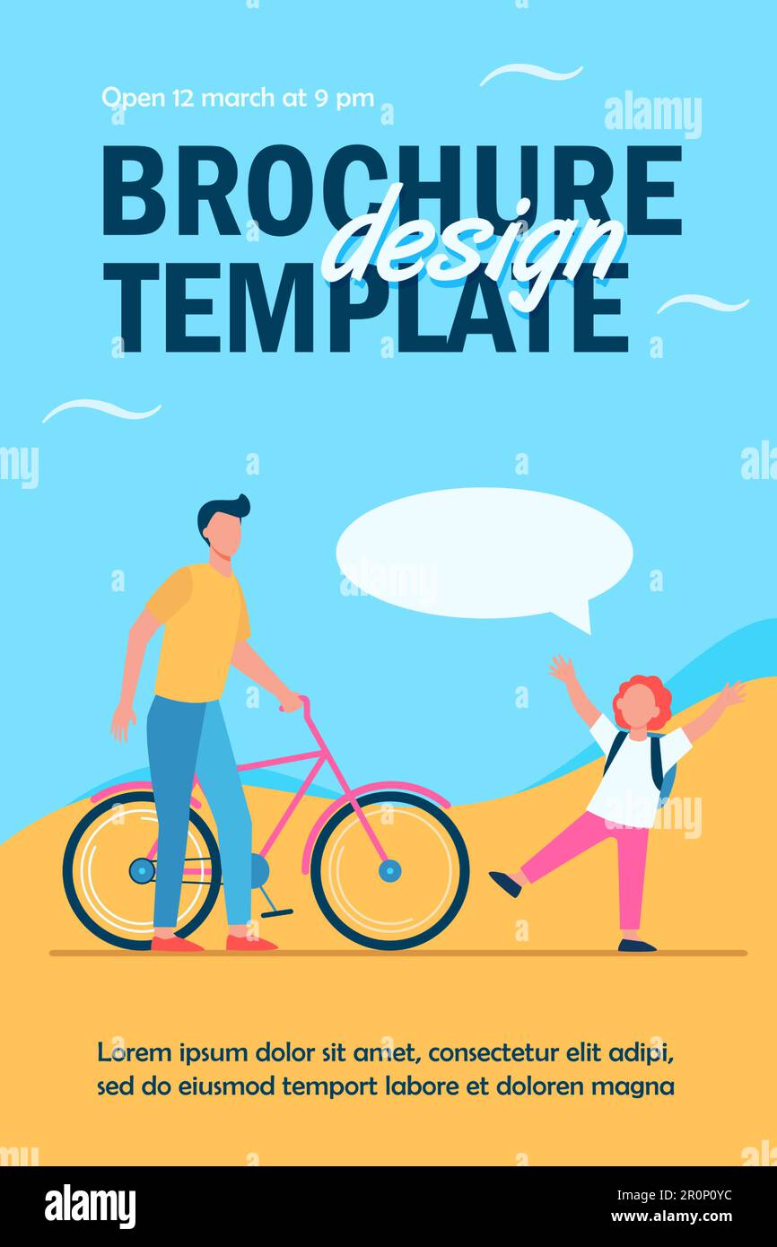 Papà che dà la bicicletta al figlio gioioso Illustrazione Vettoriale