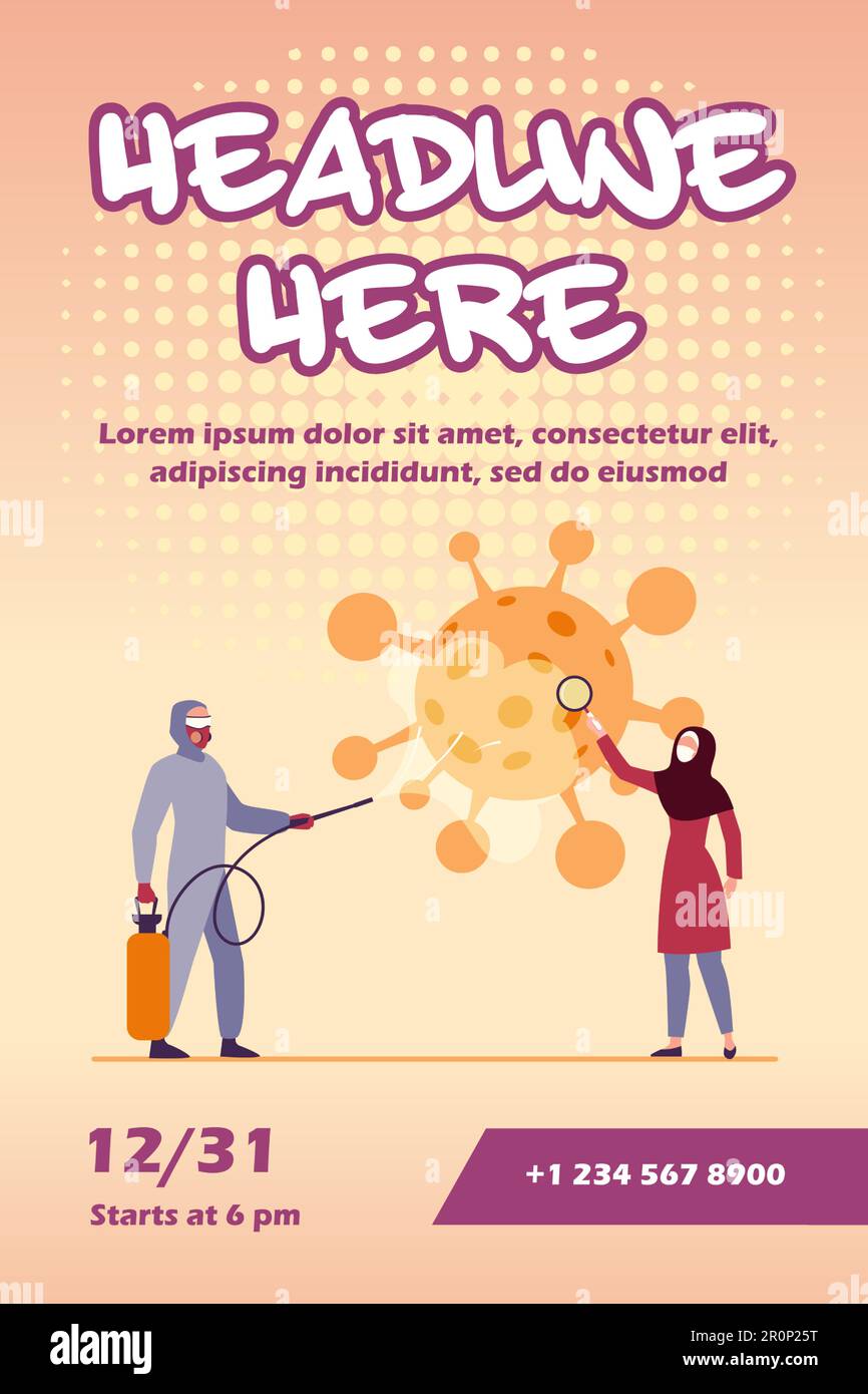 Arabi in costumi protettivi disinfettare l'area dal virus Illustrazione Vettoriale