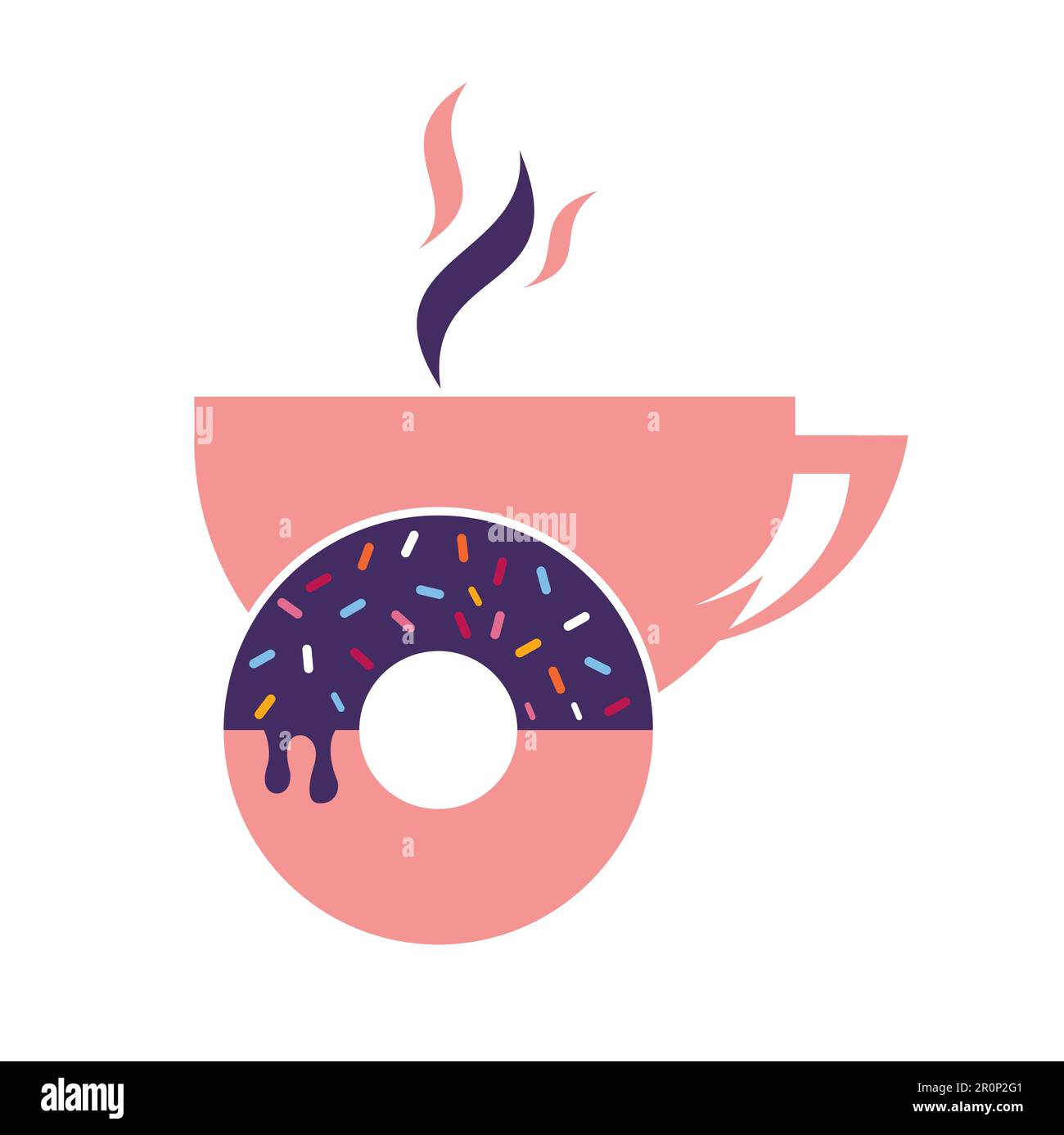 Donut e caffè logo vettore. Donuts negozio logo design. Illustrazione Vettoriale