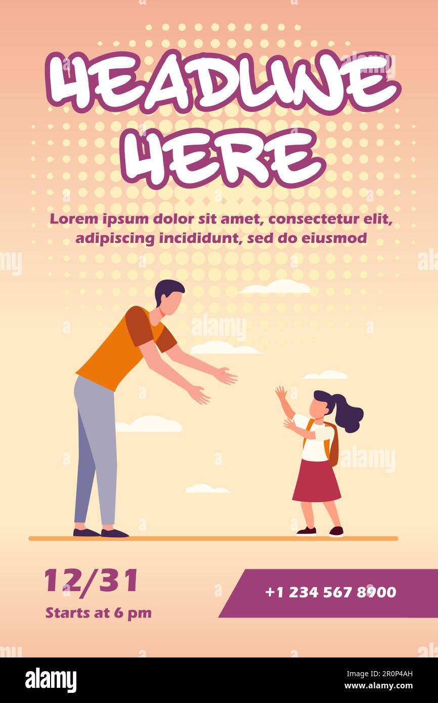 Papà incontra la figlia fuori Illustrazione Vettoriale