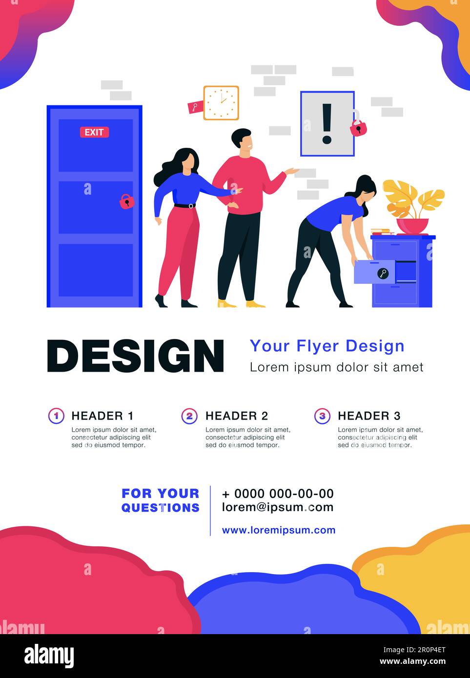 Gruppo di amici in cerca di chiave Illustrazione Vettoriale