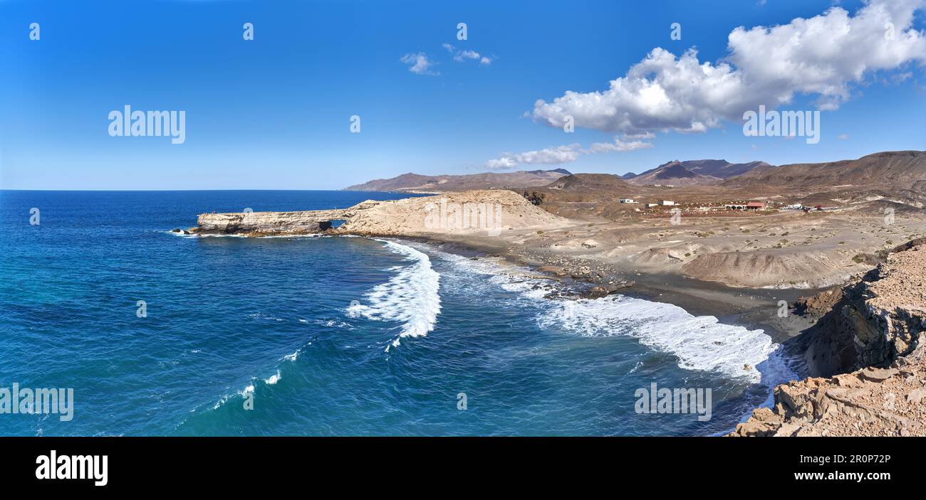 Fuerteventura, la Pared - Playa de la Pared e la roccia Punta de Guandelupe Foto Stock