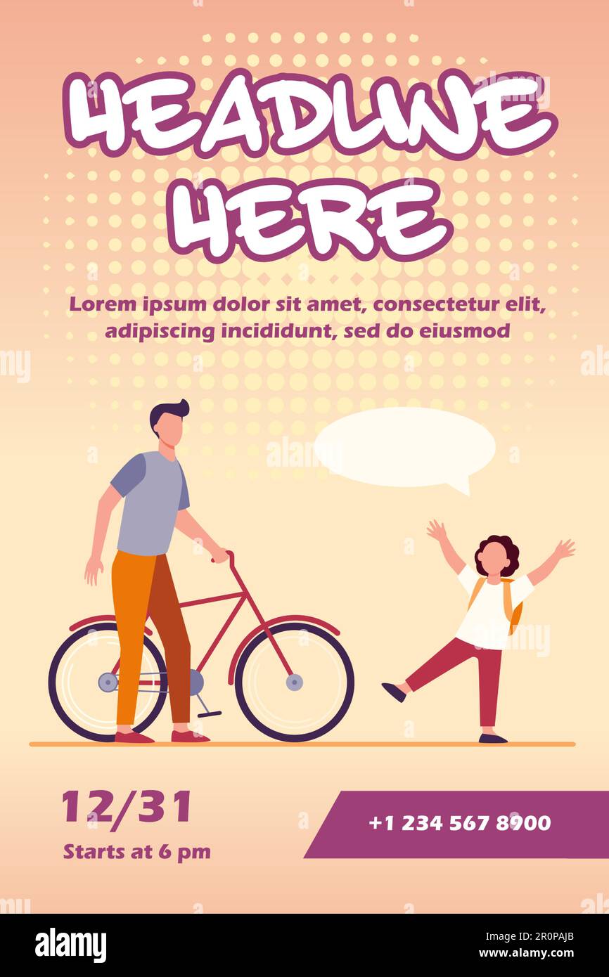 Papà che dà la bicicletta al figlio gioioso Illustrazione Vettoriale