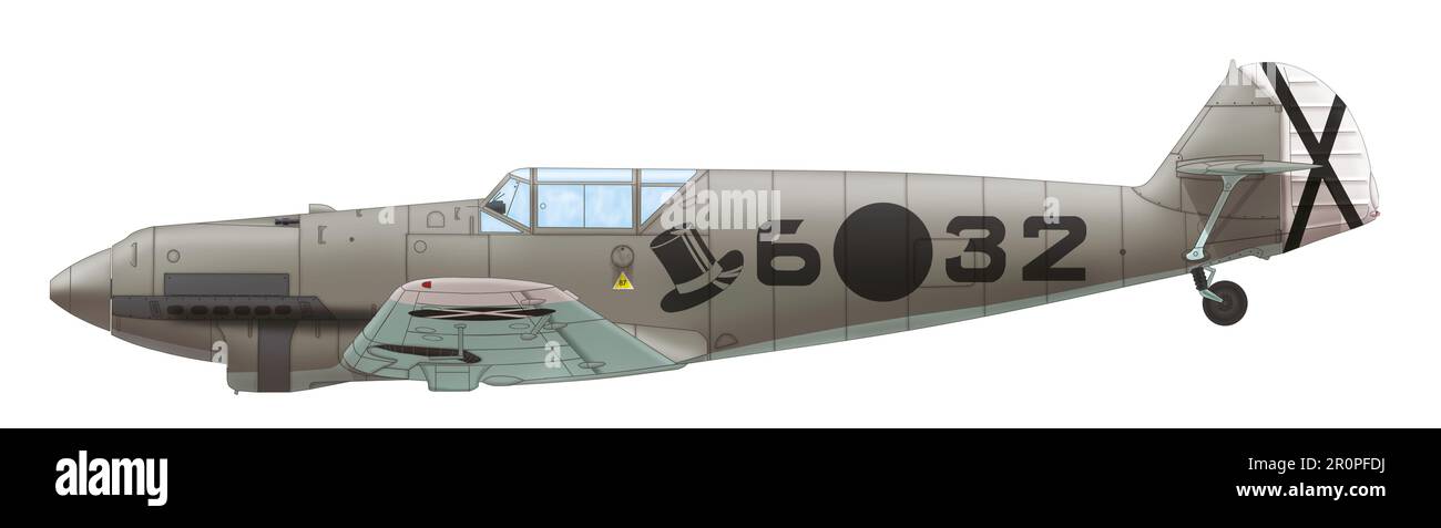 Messerschmitt BF 109b (6○32) pilotato da Reinhard Seiler del 2.J/88 della Legion Condor, 1937 Foto Stock