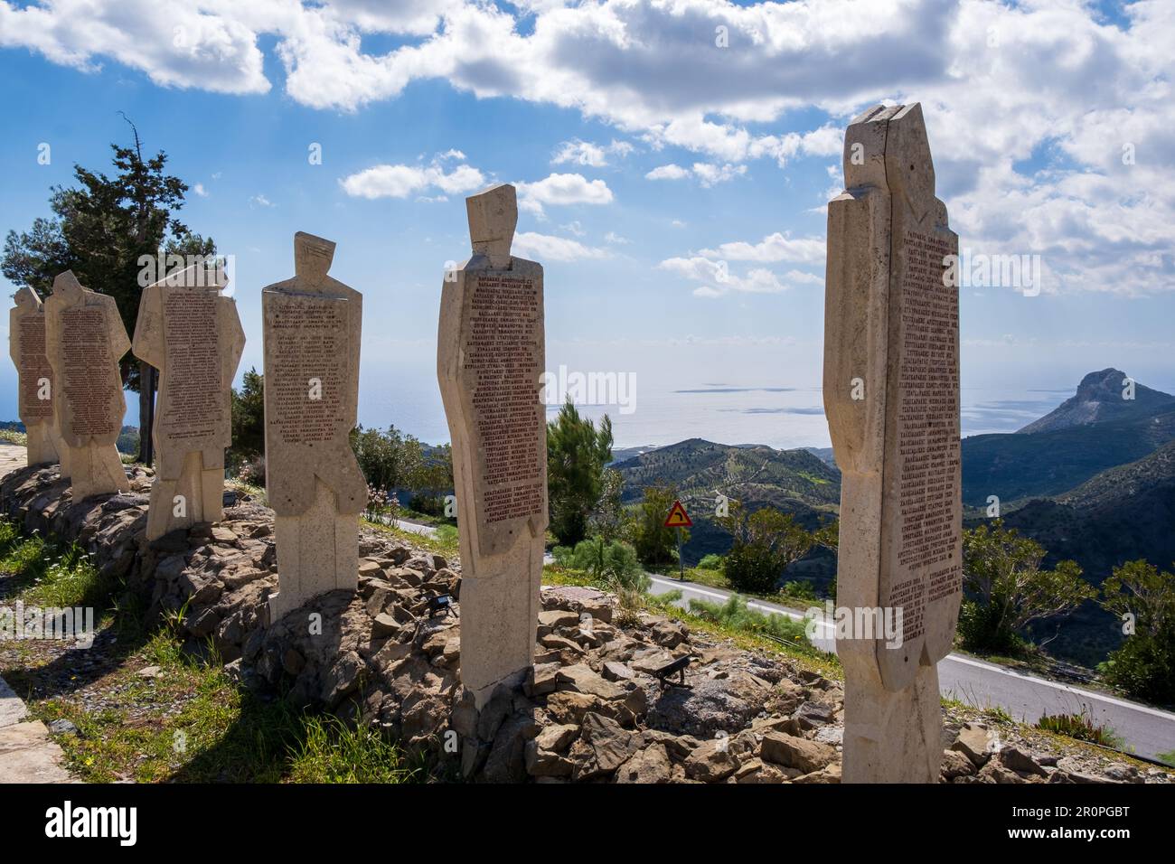 Amiras Memorial commemorazione della distruzione dei villaggi nel sud di Creta e la fucilazione di più di 350 abitanti da parte delle forze tedesche nel WW2 Foto Stock