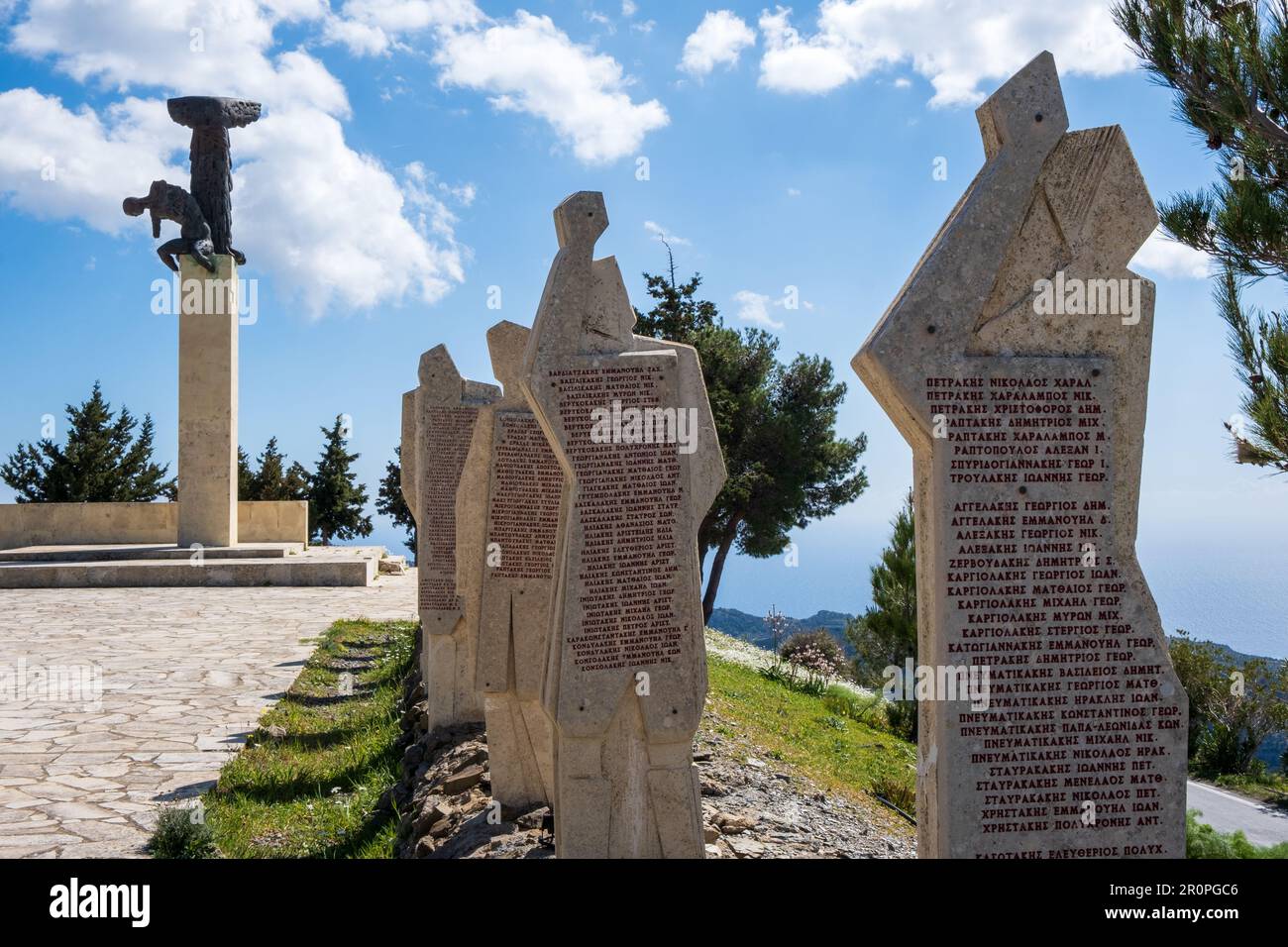 Amiras Memorial commemorazione della distruzione dei villaggi nel sud di Creta e la fucilazione di più di 350 abitanti da parte delle forze tedesche nel WW2 Foto Stock