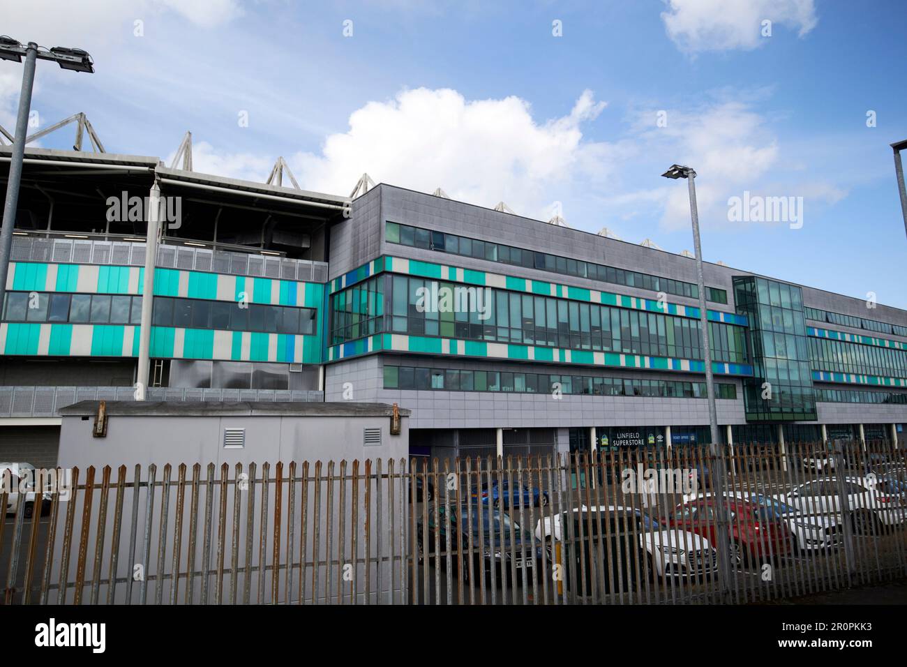 Windsor Park, stadio nazionale di calcio dell'Irlanda del Nord e sede del Linfield FC Belfast, Irlanda del Nord, regno unito Foto Stock