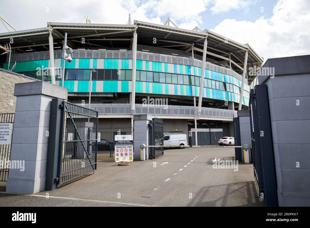 Windsor Park, stadio nazionale di calcio dell'Irlanda del Nord e sede del Linfield FC Belfast, Irlanda del Nord, regno unito Foto Stock