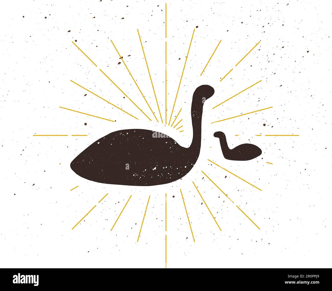 Icona della silhouette di dinosauro retrò. Simbolo dell'era mesozoica. Expedition logo o icona. Vettore Illustrazione Vettoriale