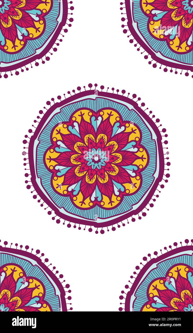 Modello senza giunture nativo dal mandala. Sfondo boho etnico. Ornamento arabo o indiano per carta da parati, stampa e tessuti. Vettore Illustrazione Vettoriale