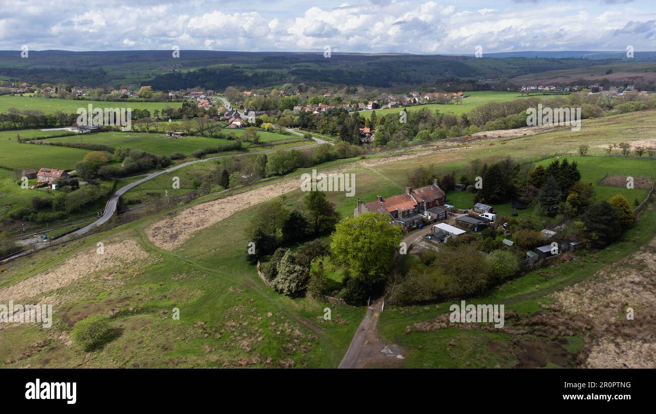 Foto aerea di Goathland, North Yorkshire Moors Foto Stock