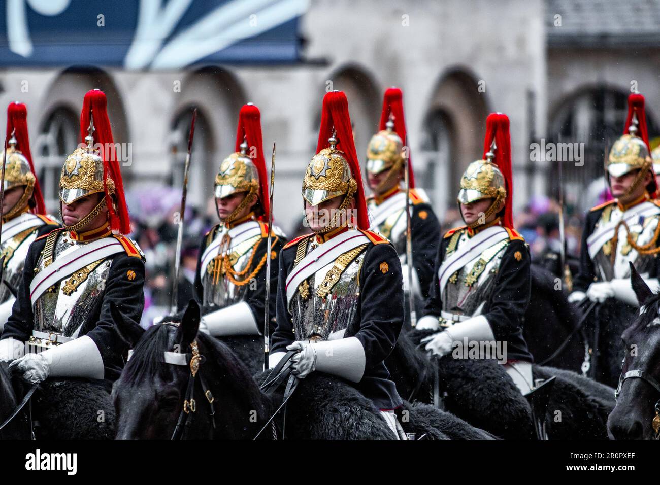 La processione di Re Carlo III, Whitehall e The Mall, Londra, sabato 6 maggio 2023 Foto Stock