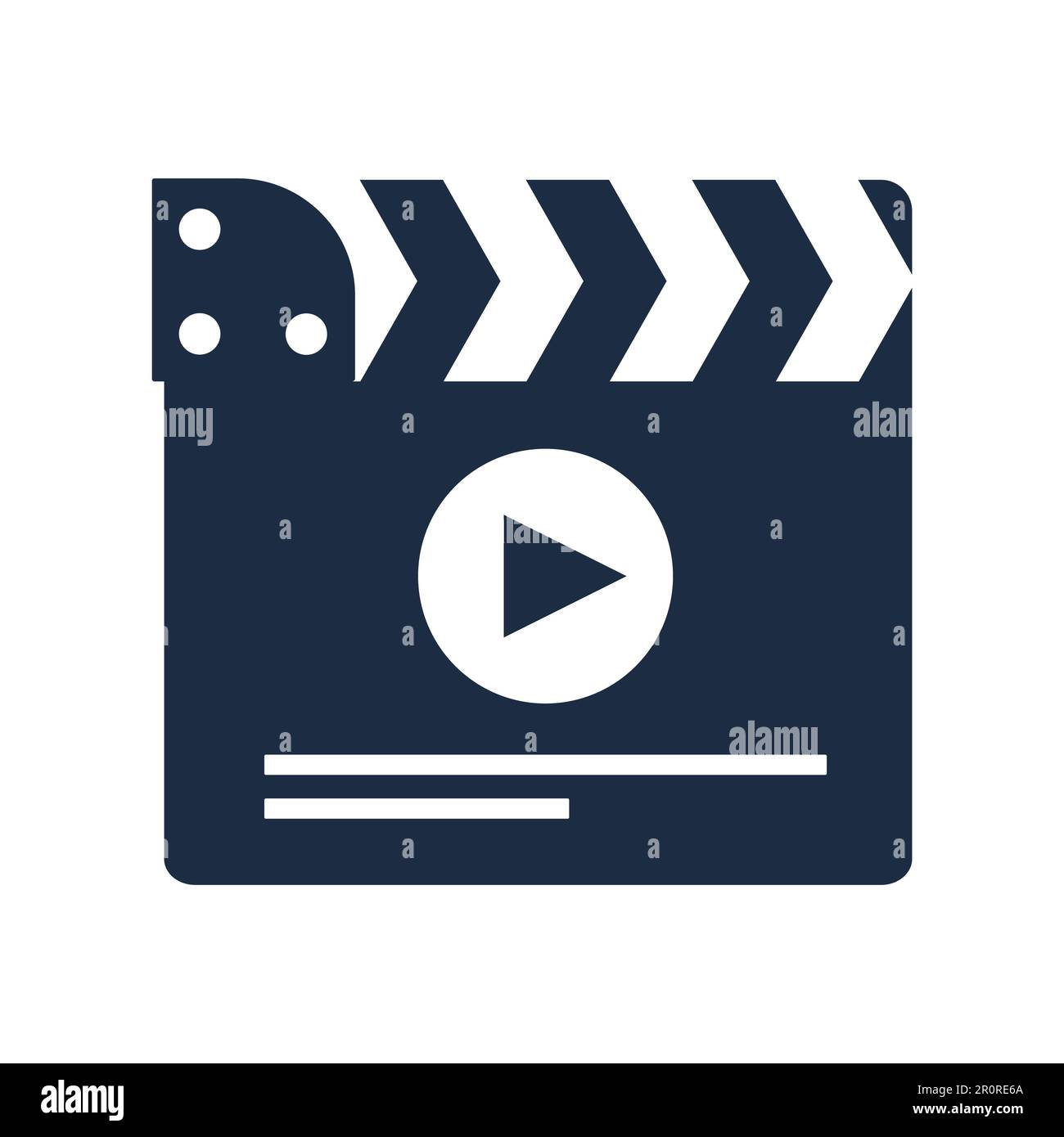 Scacchiera cinematografica con segno di gioco. Icona vettore piatto. Industria cinematografica. Ardesia del produttore di film. Direzione Illustrazione Vettoriale