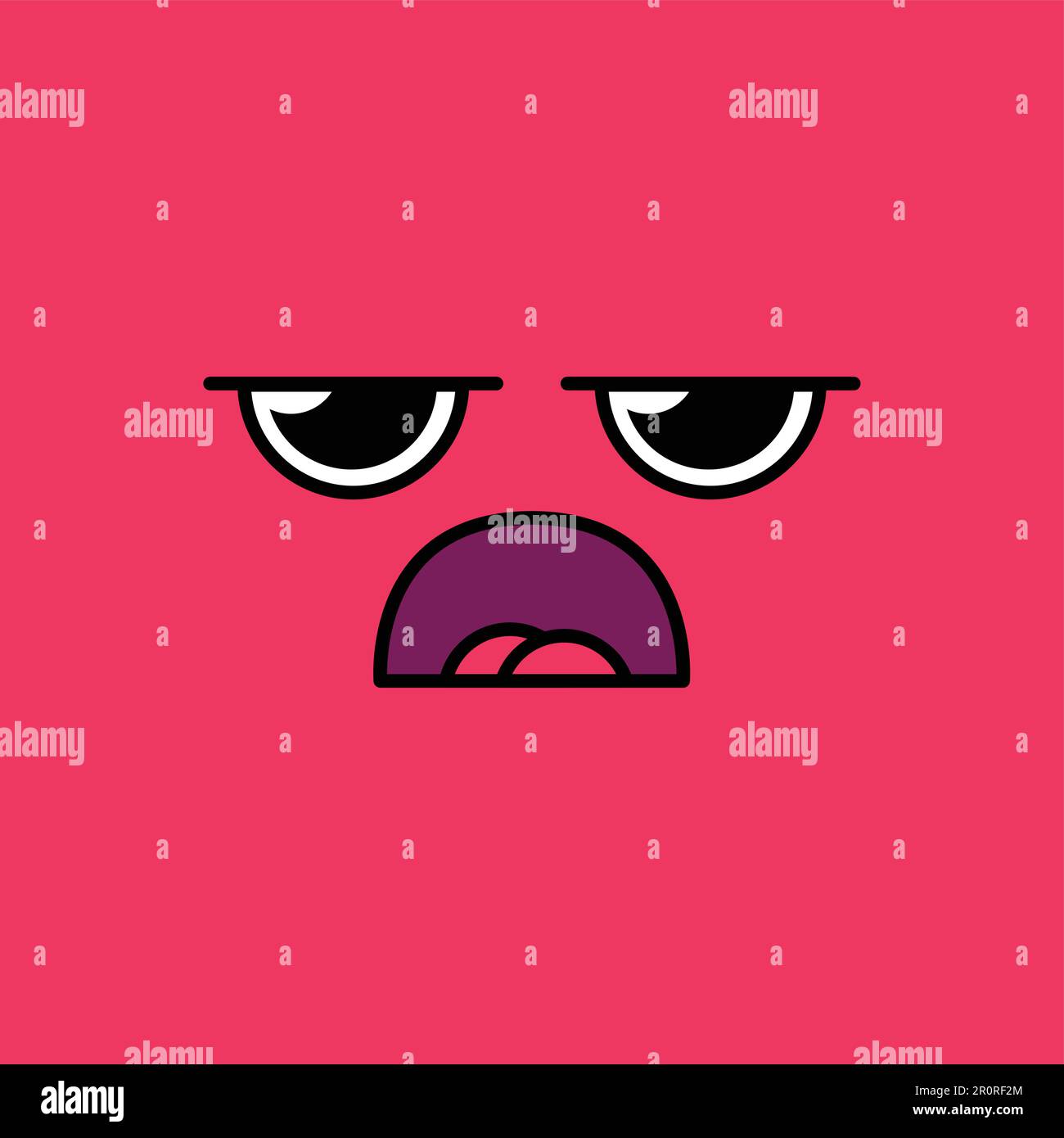 Illustrazione del vettore emoji grumpy e grumpy. Irritato, stanco emoticon, emozione, sensazione di vignetta adesivo Illustrazione Vettoriale