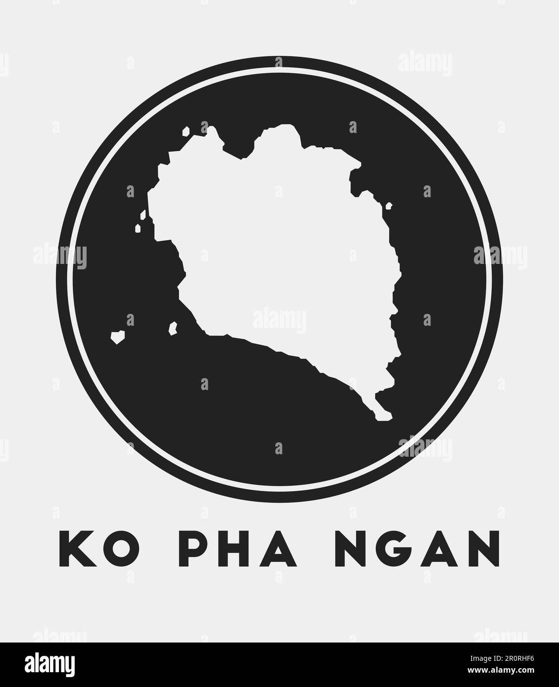 Ko Pha Ngan icona. Logo rotondo con mappa dell'isola e titolo. Elegante badge Ko Pha Ngan con mappa. Illustrazione vettoriale. Illustrazione Vettoriale