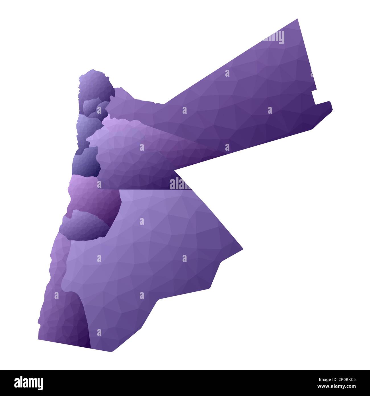 Mappa della Giordania. Stile geometrico contorno paese. Splendida illustrazione vettoriale viola. Illustrazione Vettoriale