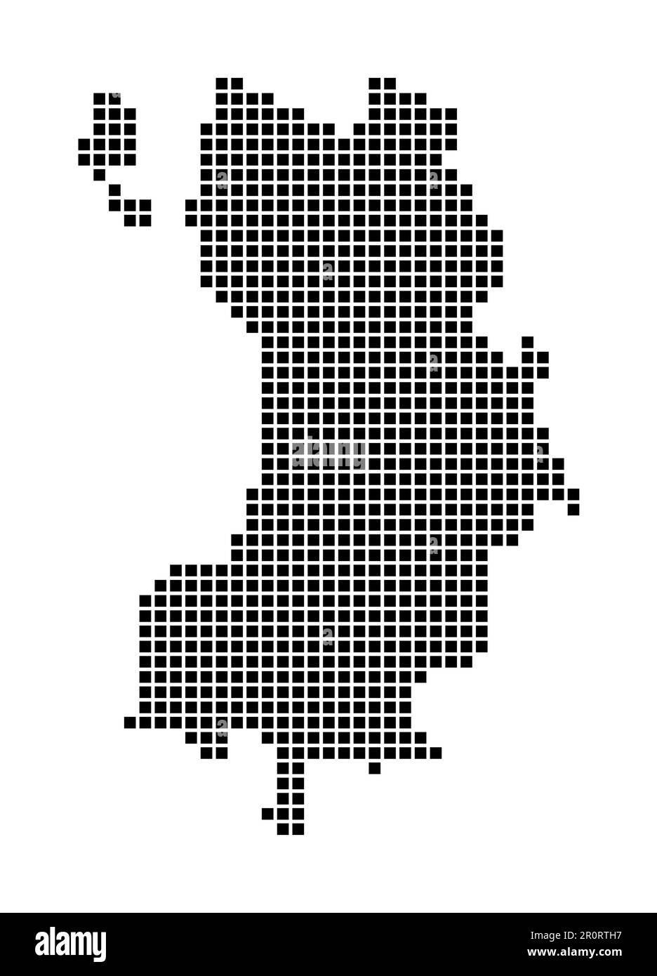 Mappa di Ko Tao. Mappa di Ko Tao in stile punteggiato. Bordi dell'isola riempiti di rettangoli per il vostro disegno. Illustrazione vettoriale. Illustrazione Vettoriale