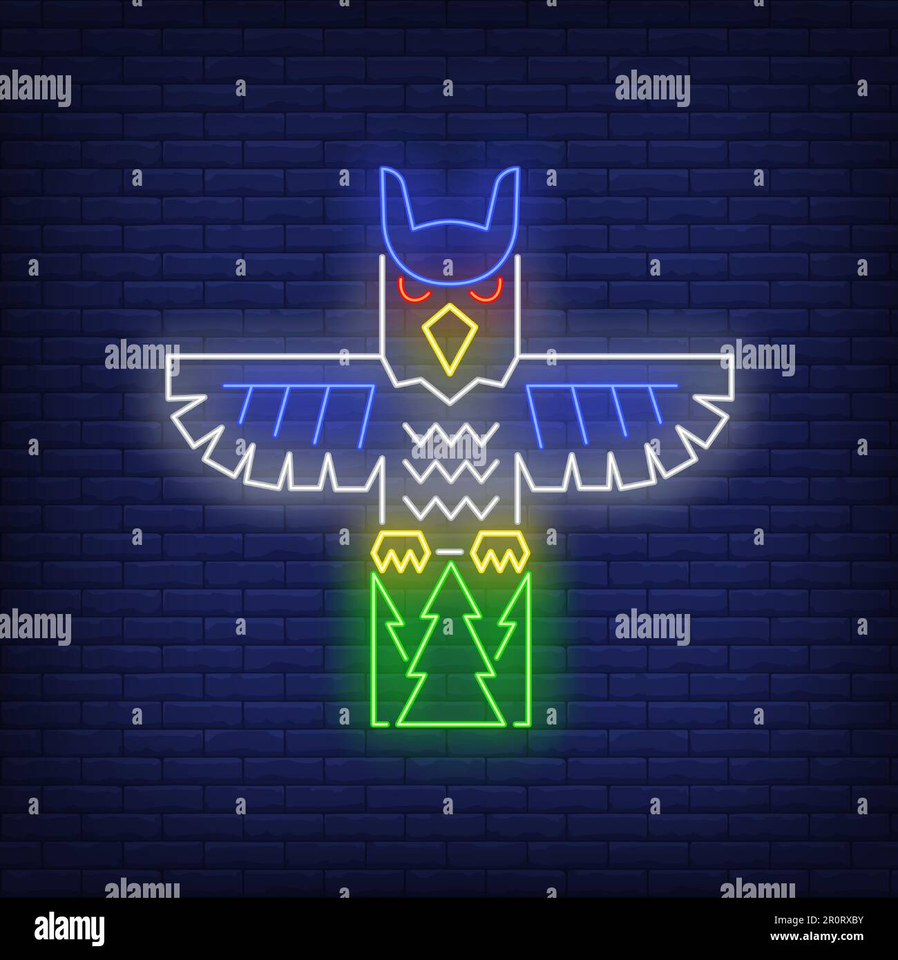 Totem pole con simbolo al neon Illustrazione Vettoriale