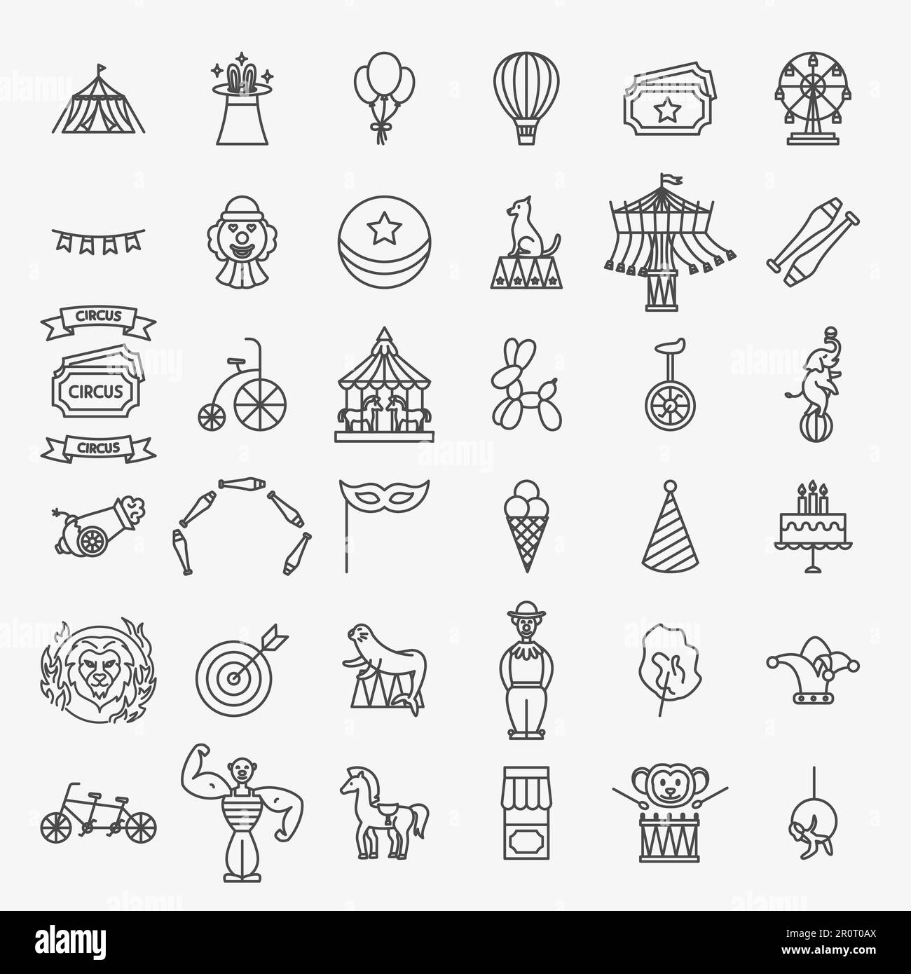 Circus linea set di icone Illustrazione Vettoriale