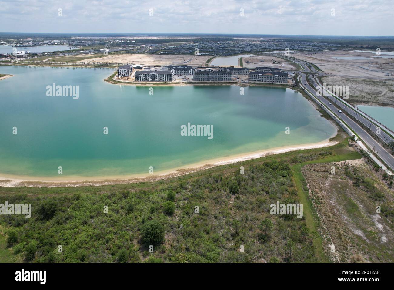 Appartamenti di fronte al lago AERIAL Babcock Ranch. Foto Stock