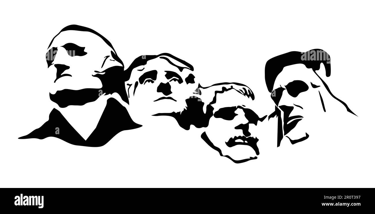 Montare il vettore clipart silhouette rushmore, famoso vettore di riferimento americano Illustrazione Vettoriale