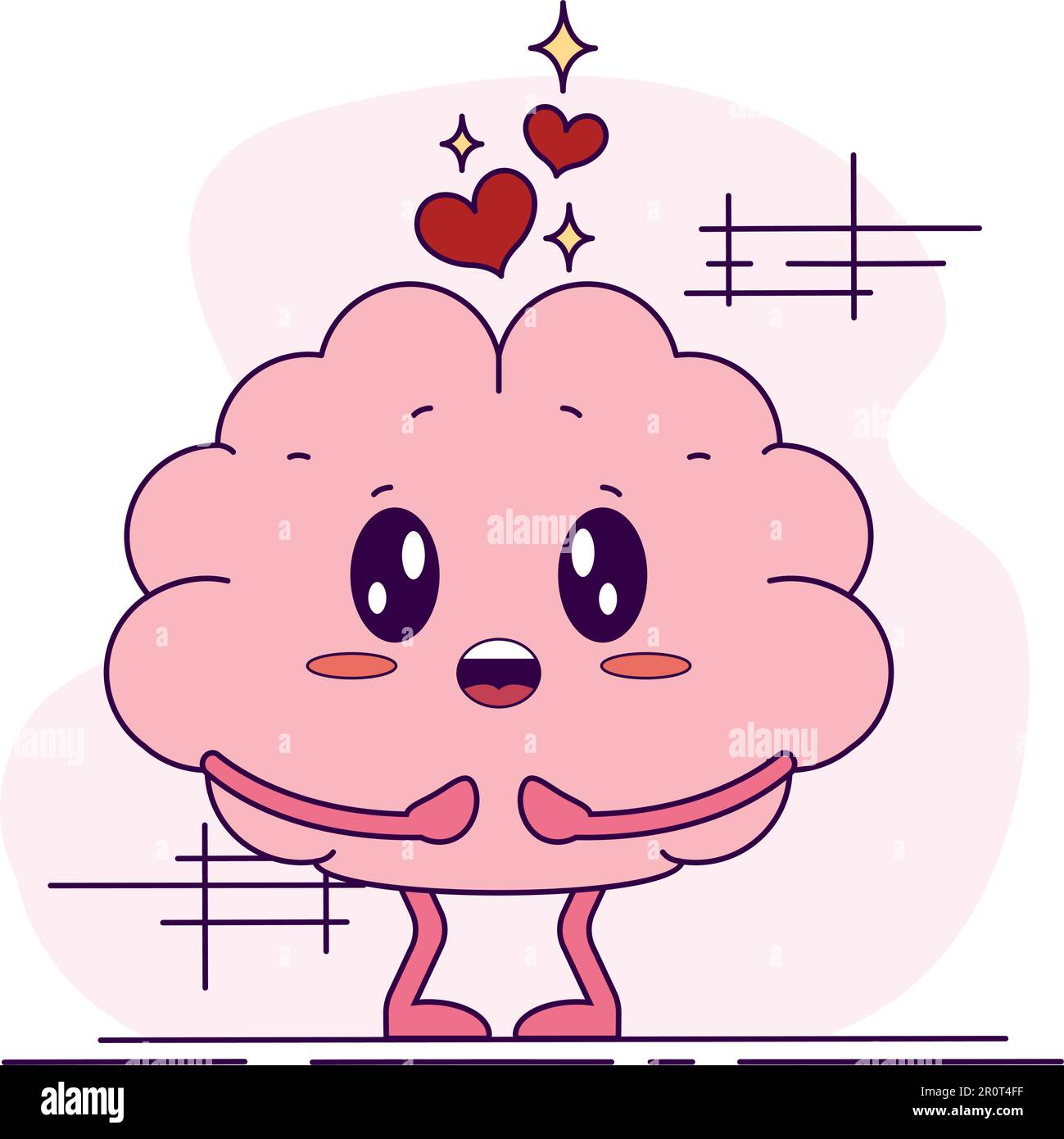 Isolato carino in amore cervello cartone animato vettore Illustrazione Vettoriale