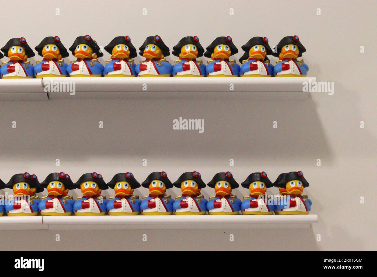 Un piccolo esempio di souvenir napoleonici disponibili nel concept store Contami situato in Rue Gardinal Fesch, Ajaccio, Corsica, Francia. Foto Stock