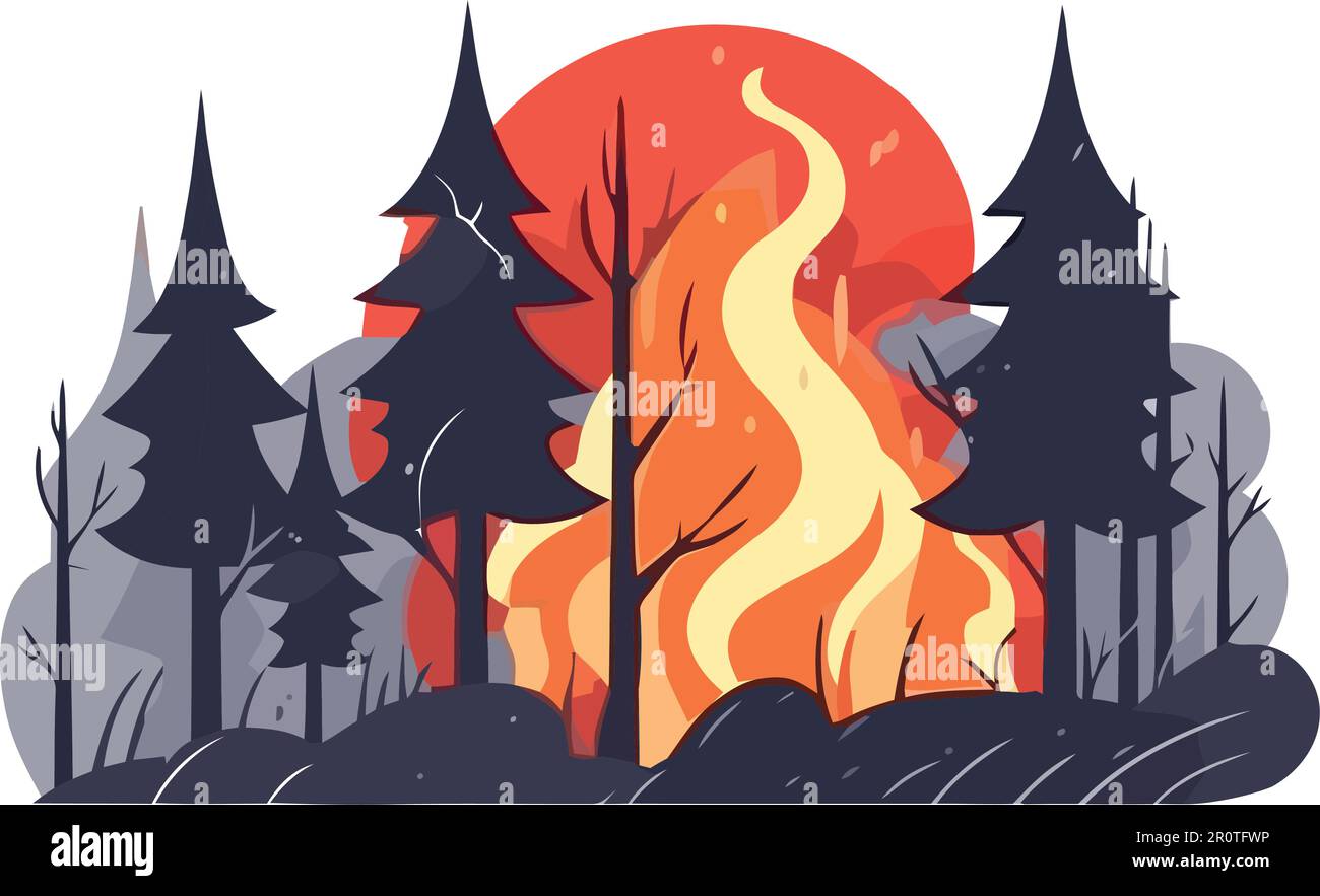 Foreste invernali in fiamme Illustrazione Vettoriale