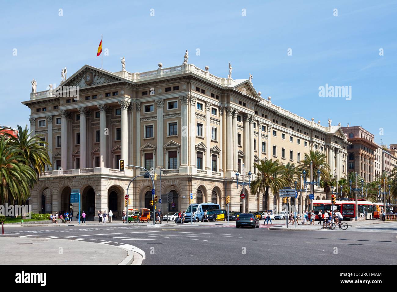 Barcellona, Spagna - Giugno 08 2018: Il Governo militare di Barcellona (Catalano: Gobierno Militar de Barcelona), a pochi metri dal Mirador de Colom, Foto Stock