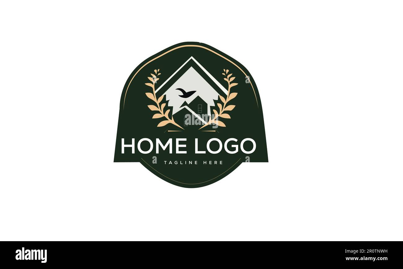 Design del logo della casa immobiliare. Illustrazione Vettoriale