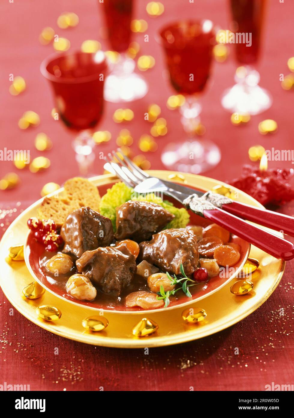 Civet di cervo con salsa di huntsman Foto Stock