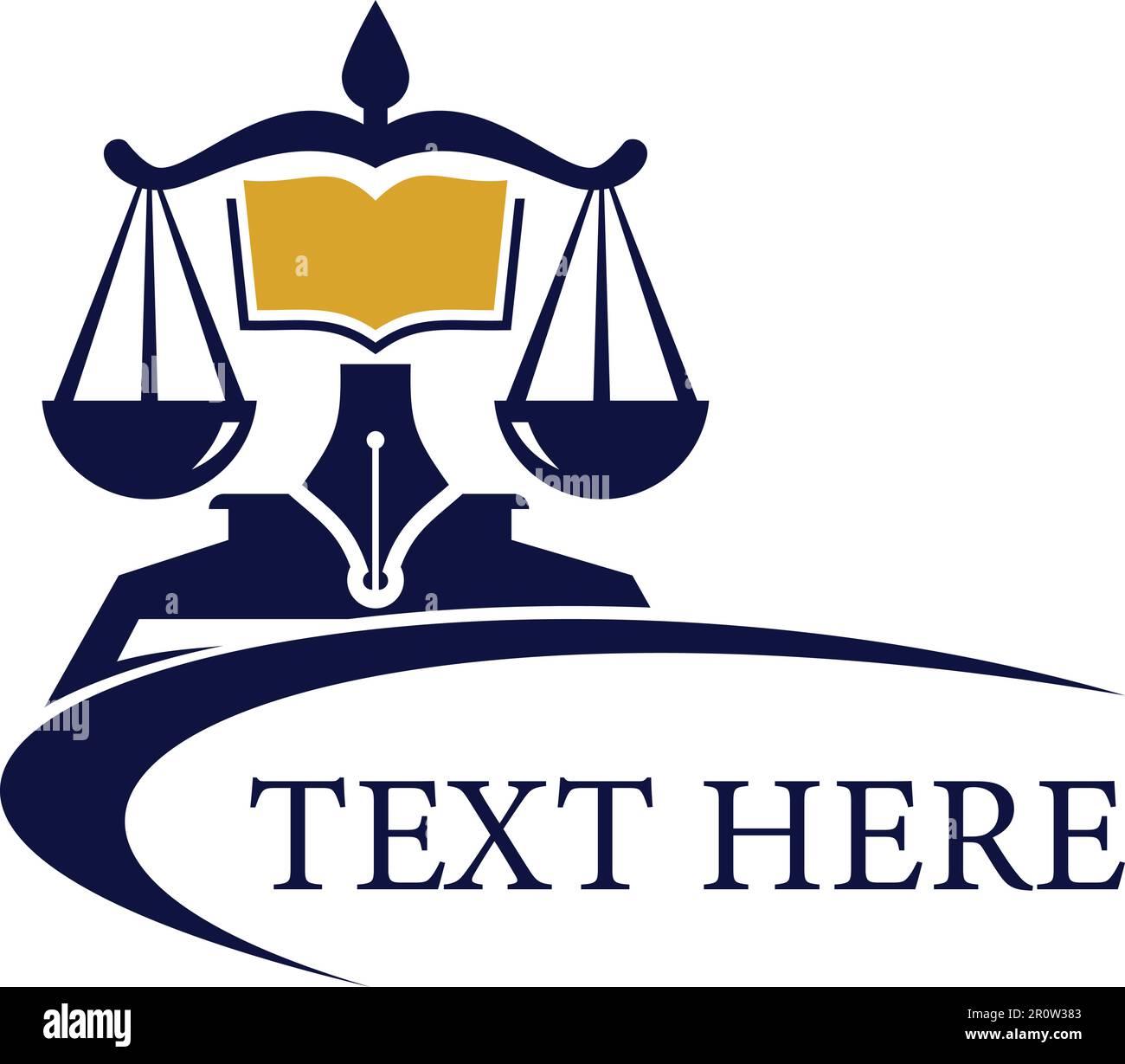 logo di avvocato di giustizia e concetto creativo Illustrazione Vettoriale