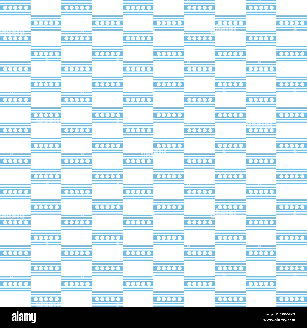 Moderno motivo geometrico senza cuciture con strisce blu e bianche e punti per un design tessile Foto Stock
